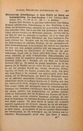397-398 [Rezension] Bernheim, Ernst, Mittelalterliche Zeitanschauungen in ihrem Einfluss auf Politik und Geschichtschreibung