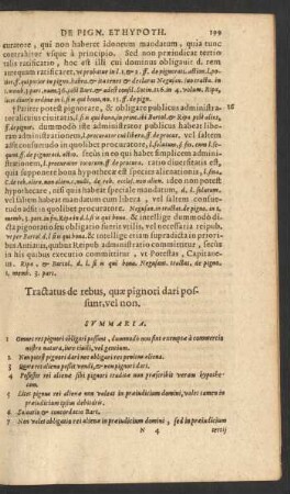 Tractatus de rebus, quae pignori dari possunt, vel non.