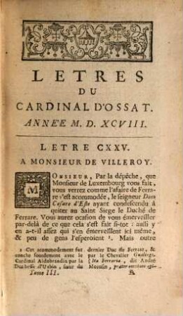 Letres Du Cardinal D'Ossat : Divisée en cinq Tomes, 3
