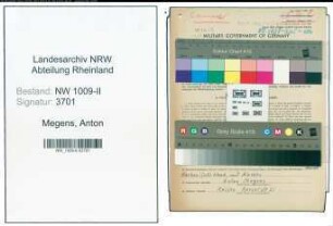 Entnazifizierung Anton Megens , geb. 26.06.1887 (Schmied)