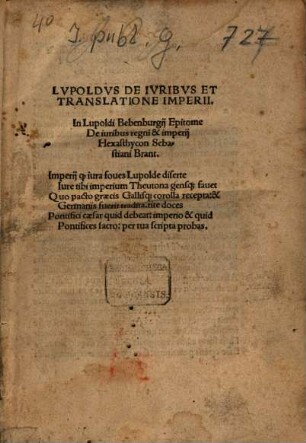 Lvpoldvs De Ivribvs Et Translatione Imperii