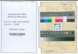 Entnazifizierung Anton Hetmann , geb. 26.10.1898 ()