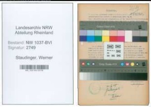 Entnazifizierung Werner Staudinger , geb. 29.05.1906 (Angestellter)