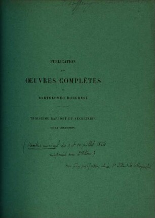 Publication des oeuvres complètes de Bartolomeo Borghesi : (Liste bibliographique.), 3