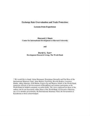 Exchange Rate Overvaluation and Trade Protection : Lessons from Experience