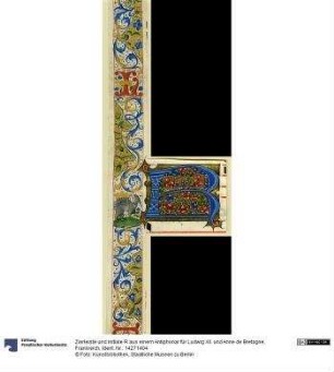 Zierleiste und Initiale R aus einem Antiphonar für Ludwig XII. und Anne de Bretagne, Frankreich