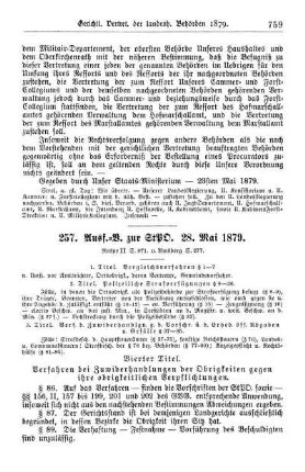 257. Ausf.-V. zur StPO. 28. Mai 1879.