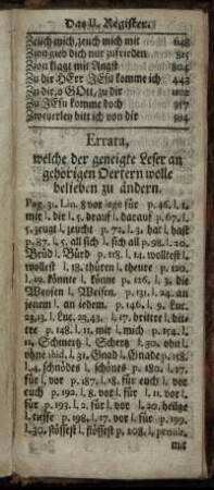 Errata, welche der geneigte Leser an gehörigen Oertern wolle belieben zu ändern