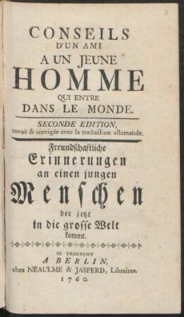 Conseils D'Un Ami A Un Jeune Homme Qui Entre Dans Le Monde