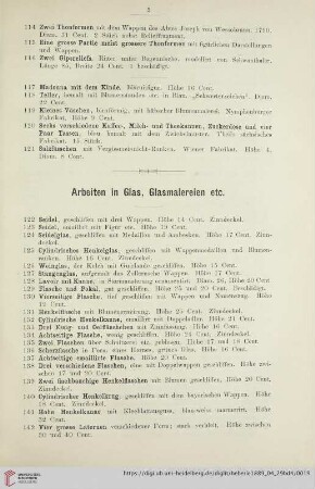 Arbeiten in Glas, Glasmalereien etc (Nr. 122 - 186)