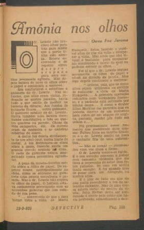 Amônia nos olhos : [Pequena novela]