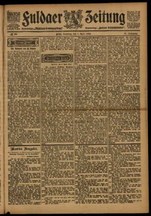 Erste Ausgabe vom Samstag, den 09. April 1904.