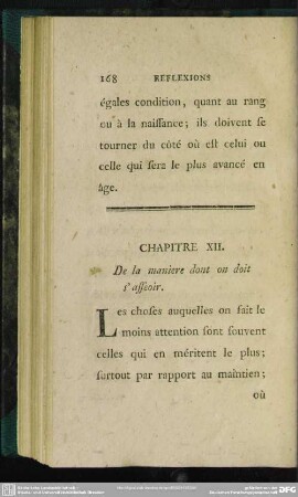 Chapitre XII. De la maniere dont on doit s´asseoir
