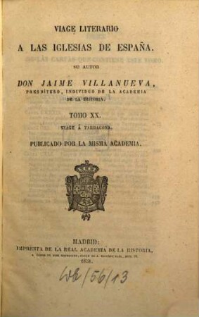 Viage literario a las iglesias de España, 20. Viage á Tarragona