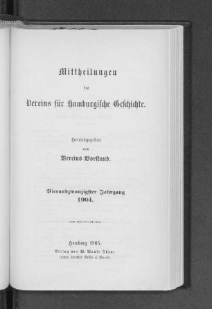 8. Bd. 24.1904: Mitteilungen des Vereins für Hamburgische Geschichte