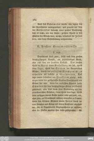 E. Aeußere Staatsverhältnisse.