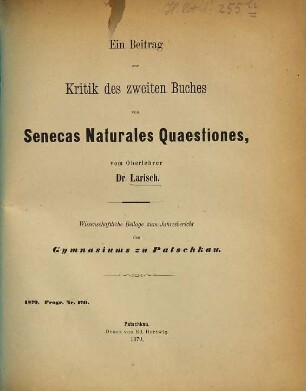Jahresbericht des Städtischen Katholischen Gymnasiums zu Patschkau : im Schuljahr ..., 1878/79