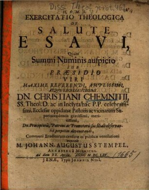 Exercitatio Theologica De Salute Esavi