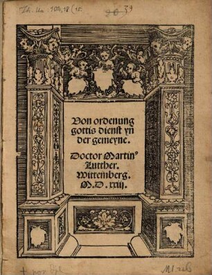 Von ordenung gottis dienst yn[n] der gemeyne