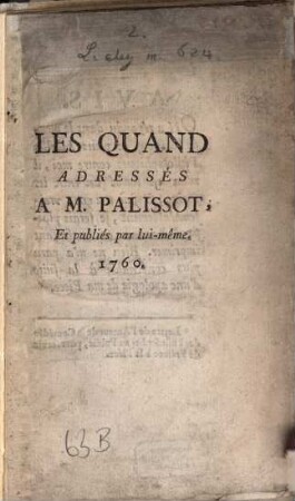 Les quand adressés à M. Palissot