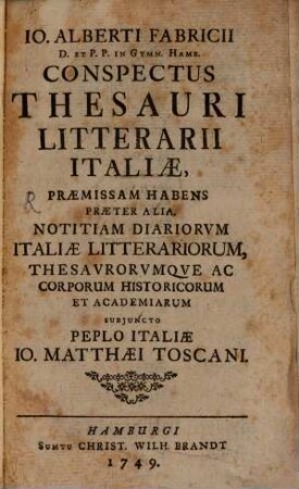 Conspectus Thesauri litterarii Italiae