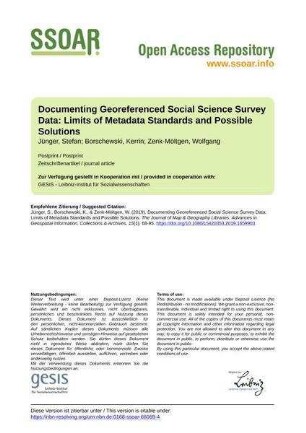 Documenting Georeferenced Social Science Survey Data: Limits of Metadata Standards and Possible Solutions