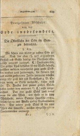 Dreyzehnter Abschnitt von der Erde insbesondere