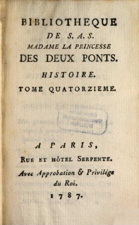 Bibliothèque universelle des dames. Classe 2, Histoire. 14. 1787