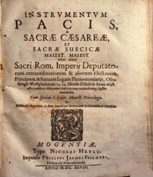 Instrumentum pacis Caesareo-Suecicae ...