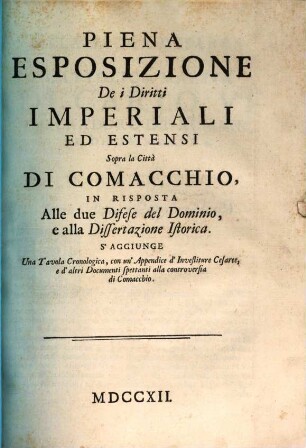 Piena Esposizione dei diritti Imperiali ed Estensi