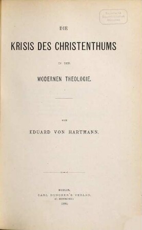 Die Krisis des Christenthums in der modernen Theologie