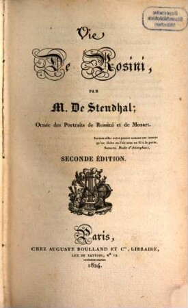 Vie de Rossini : Ornée des portraits de Rossini et de Mozart