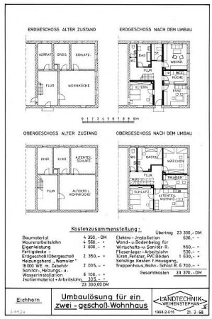 Umbaulösung für ein zweigeschoß. Wohnhaus