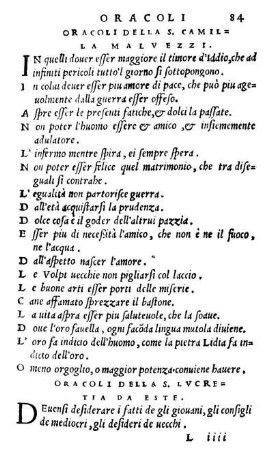 Oracoli Della S. Camilla Malvezzi.