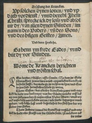 Wome de Krancken berichten und trösten schal.