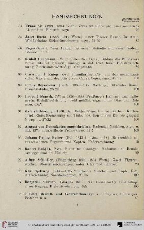 Handzeichnungen (Nr. 84-98)