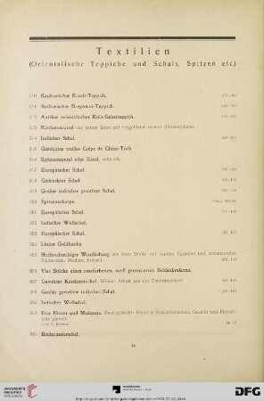 Textilien (Orientalische Teppiche und Schals, Spitzen etc.) (Nr. 510-549)