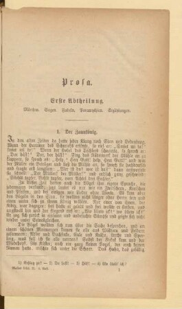 Erste Abtheilung. Märchen. Sagen. Fabeln. Paramythien. Erzählungen