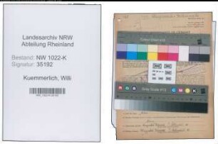 Entnazifizierung Willi Kuemmerlich , geb. 08.10.1890 (Bandwirker)