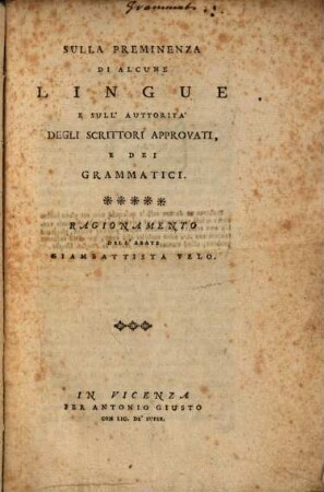 Sulla preminenza di alcune lingue