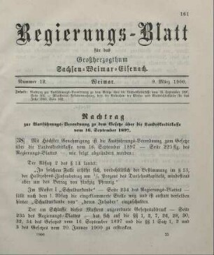 38 Nachtrag zur Ausführungs-Verordnung zu dem Gesetze über die Landeskreditkasse, vom 16. September 1897.
