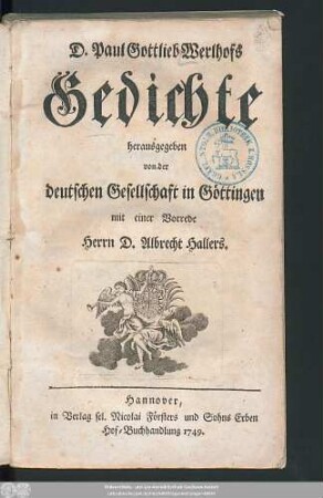 D. Paul Gottlieb Werlhofs Gedichte