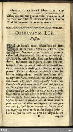 Observatio LIV. Pestis