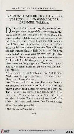 Fragment einer Beschreibung der vorzüglichsten Gemälde der Dresdner Galerie