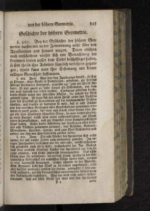 Geschichte der höhern Geometrie.