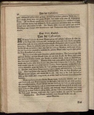 Das VIII. Capitel. Von der Castration