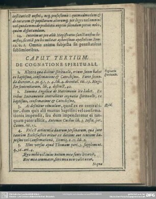 Caput Tertium. De Cognatione Spirituali