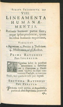 VIII. Lineamenta Humanae Mentis.