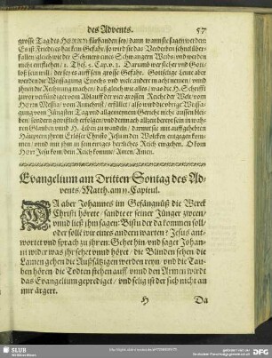 Evangelium am Dritten Sontag des Advents, Matth. am 11. Capitul