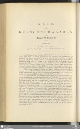 Rauh- Und Kürschnerwaaren : (Gruppe VI, Section 3)